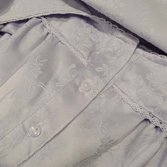Adonna Sz M Lavender Embossed Floral Comfy Soft Long Sleeve Gown Pajamas 624 - Picture 9 of 9